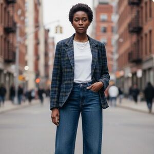 Vintage L.L. Bean Wool Blend Plaid Blazer